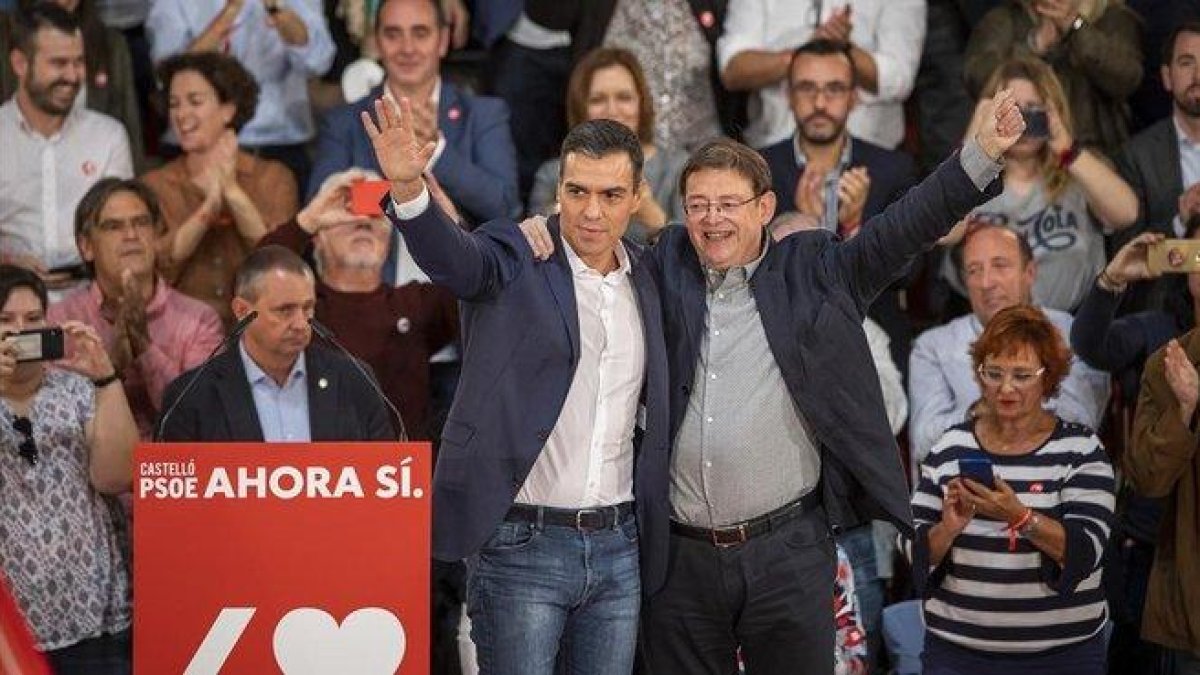 Pedro Sánchez en el acto de fin de campaña valenciana.-MIGUEL LORENZO