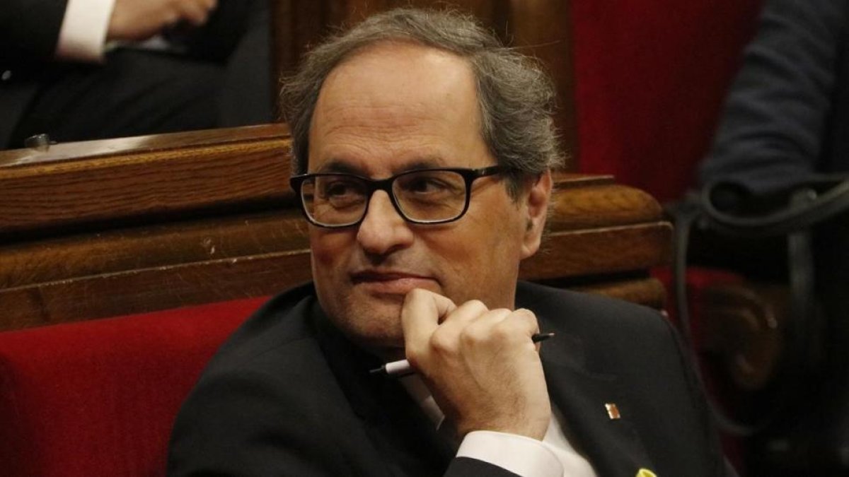 El president de la Generalitat, Quim Torra, durante el pleno de esta mañana-NÚRIA JULIÀ (ACN)