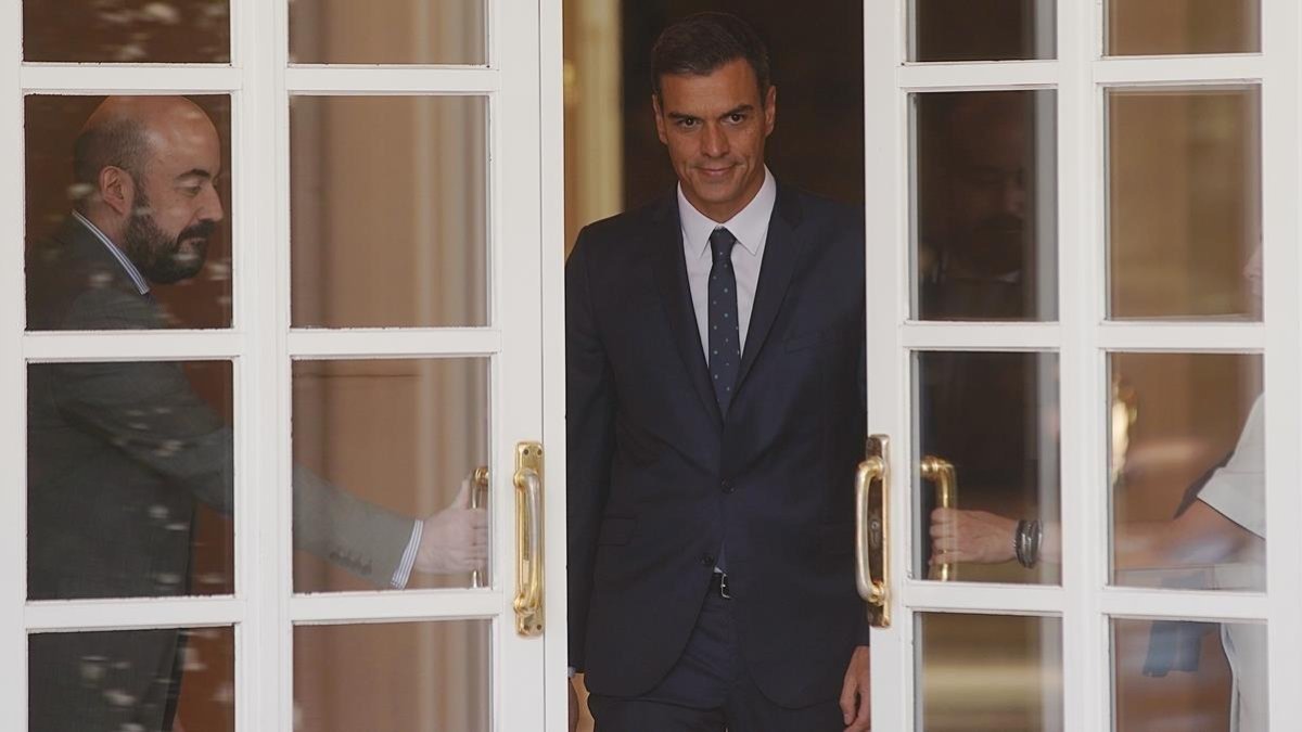 El presidente del Gobierno, Pedro Sánchez, en el palacio de la Moncloa.-JOSE LUIS ROCA