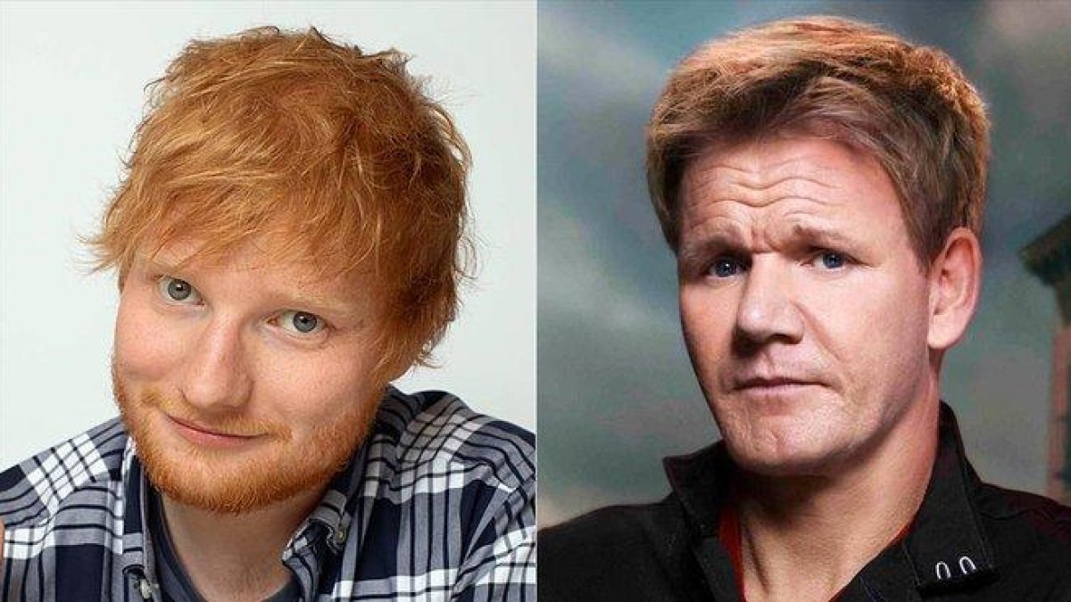 El chef Gordon Ramsay y Ed Sheeran.-