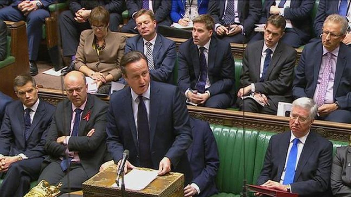 Cameron interviene ante la Cámara de los Comunes durante el debate sobre Siria.-AP