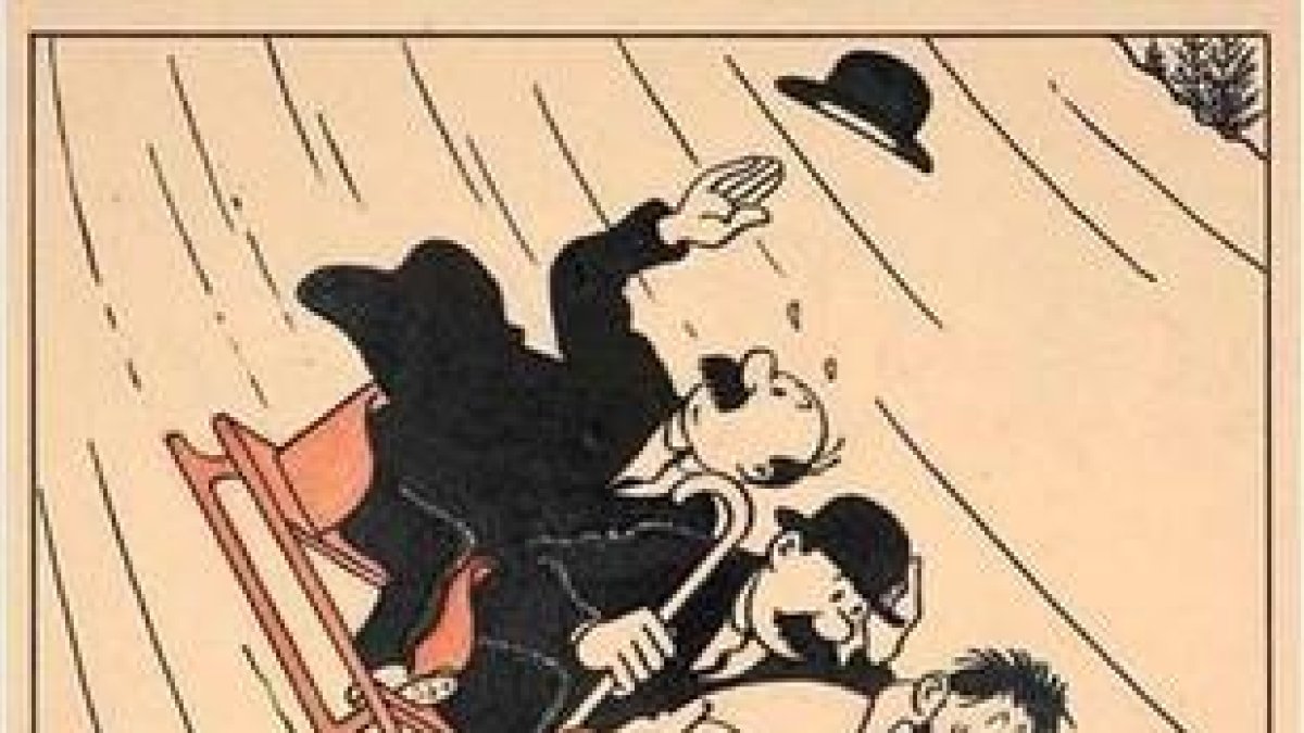 Una de las postales navideñas de Tintín, realizadas por Hergé, que se subastarán en la casa Artcurial de París en noviembre.-HERGÉ / MOULINSART