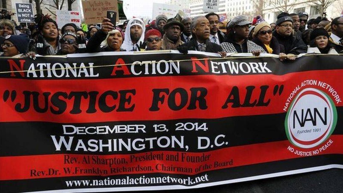 Cabercera de la manifestación en Washington.-