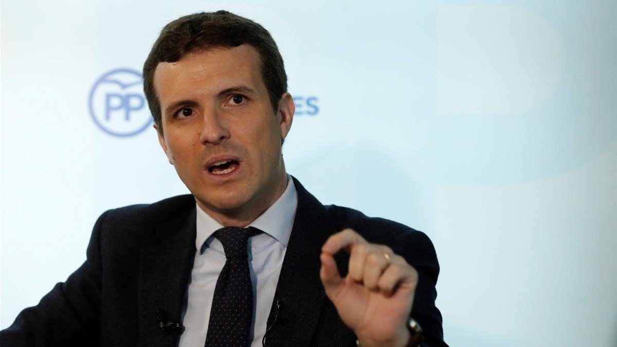El presidente del PP, Pablo Casado, en una entrevista, en febrero.-BALLESTEROS (EFE)