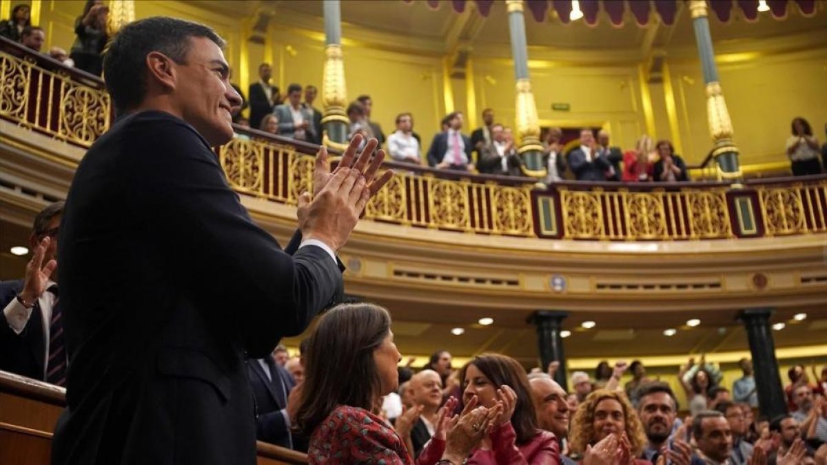 Pedro Sánchez, este viernes en el Congreso.-JOSE LUIS ROCA