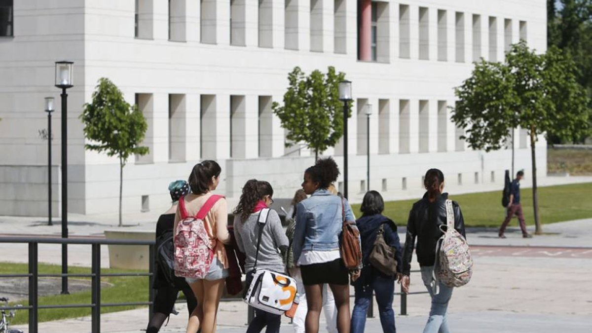 Un grupo de jóvenes camina por las instalaciones del campus de la Universidad de Burgos.-RAÚL G. OCHOA