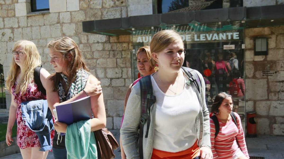 Alumnos extranjeros en el campus de la Universidad de Burgos.-RAÚL G. OCHOA