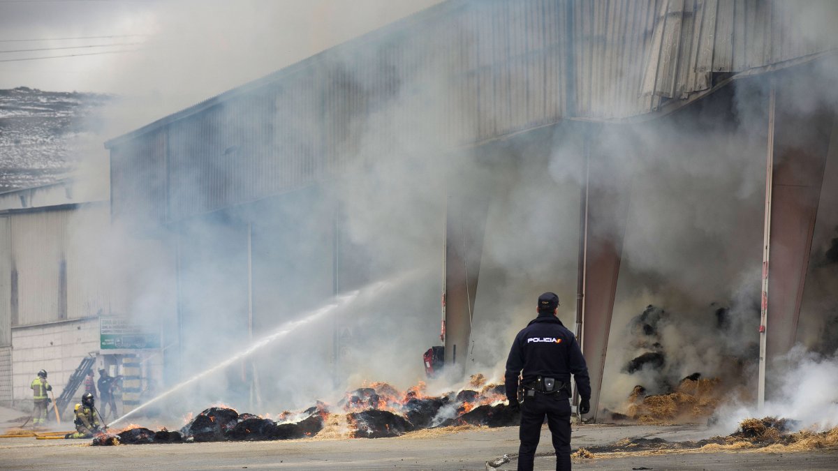 Incendio en el almacén de paja de Molifibre. TOMÁS ALONSO