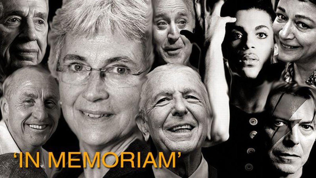 Personajes del mundo de la cultura, el espectáculo, el deporte y la política, que se han despedido en 2016.-RICARD FADRIQUE