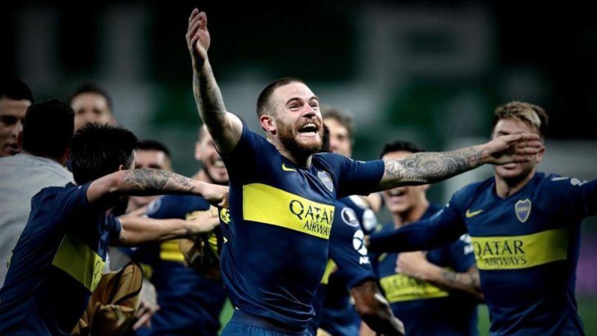 Los jugadores de Boca Juniors celebran la clasificación para la final de la Copa Libertadores-EFE / FERNANDO BIZERRA