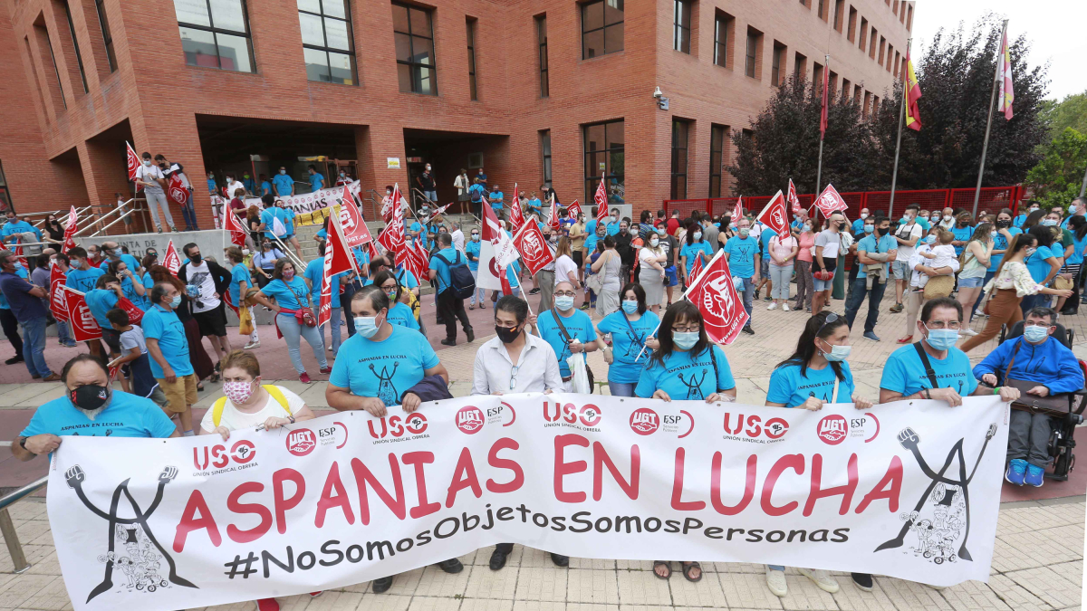 Imagen de archivo de una concentración de trabajadores de Aspanias. 