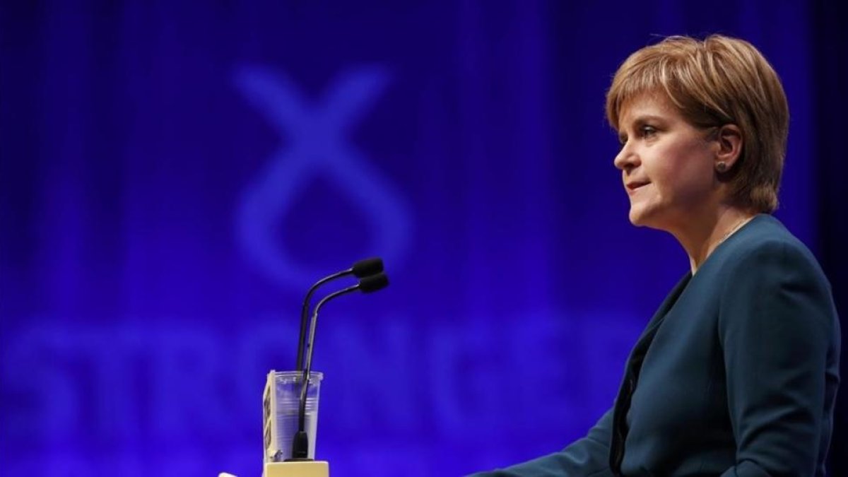 Nicola Sturgeon habla en la conferencia del SNP.-