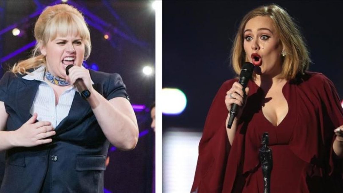 A la izquierda, una imagen de rebel Wilson y, a la derecha, la cantante Adele.-