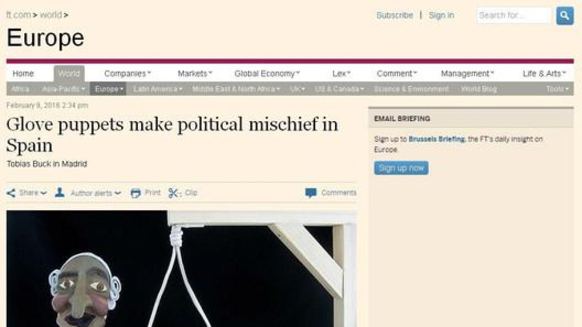 El escándalo de los titiriteros en el diario 'Financial Times'.-