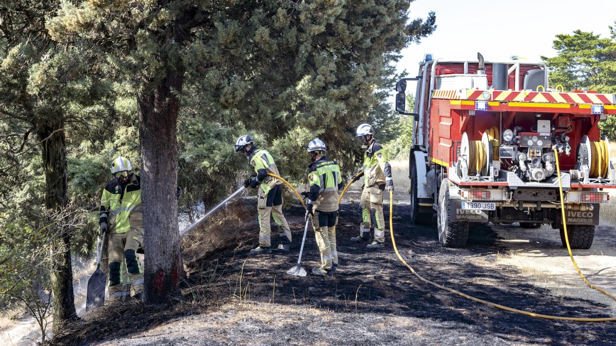 Los bomberos extinguieron un incendio en los campos de las laderas del cerro del Castillo hacia la carretera del Cementerio 