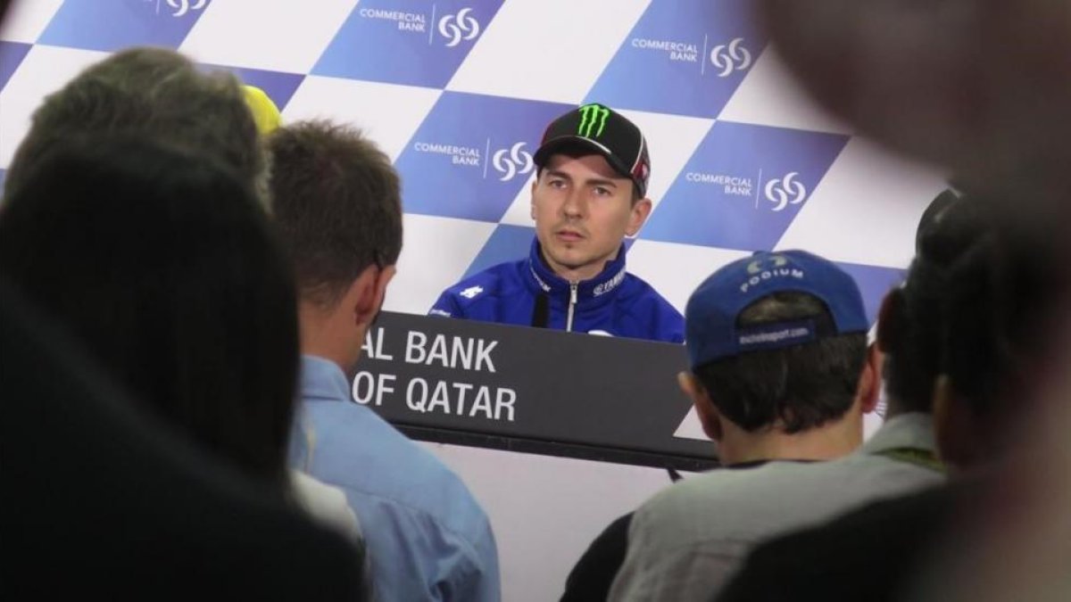 Jorge Lorenzo, en la conferencia de prensa de este miércoles en Doha-