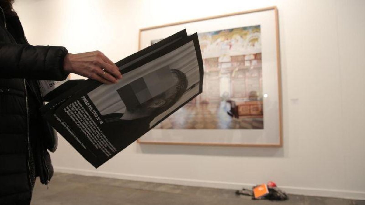 Un asistente repasa una publicación sobre la exposición retirada en ARCO.-ACN