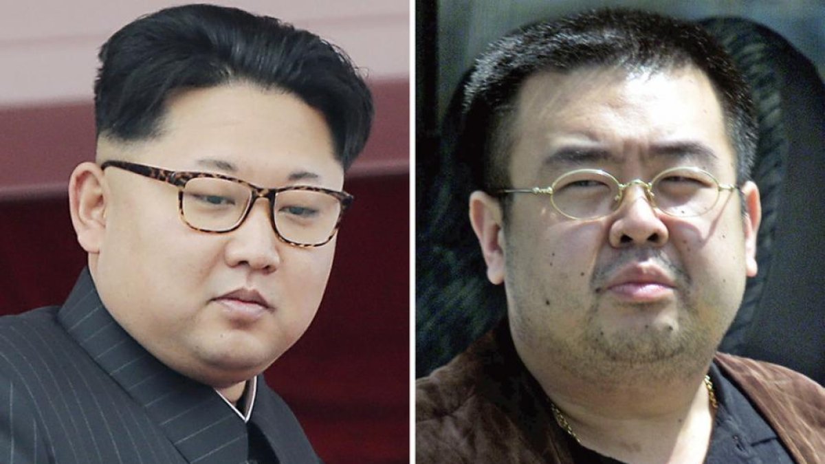 El líder de Corea del Norte, Kim Jong-un (izquierda), y su hermano fallecido, Kim Jong-nam.-AP