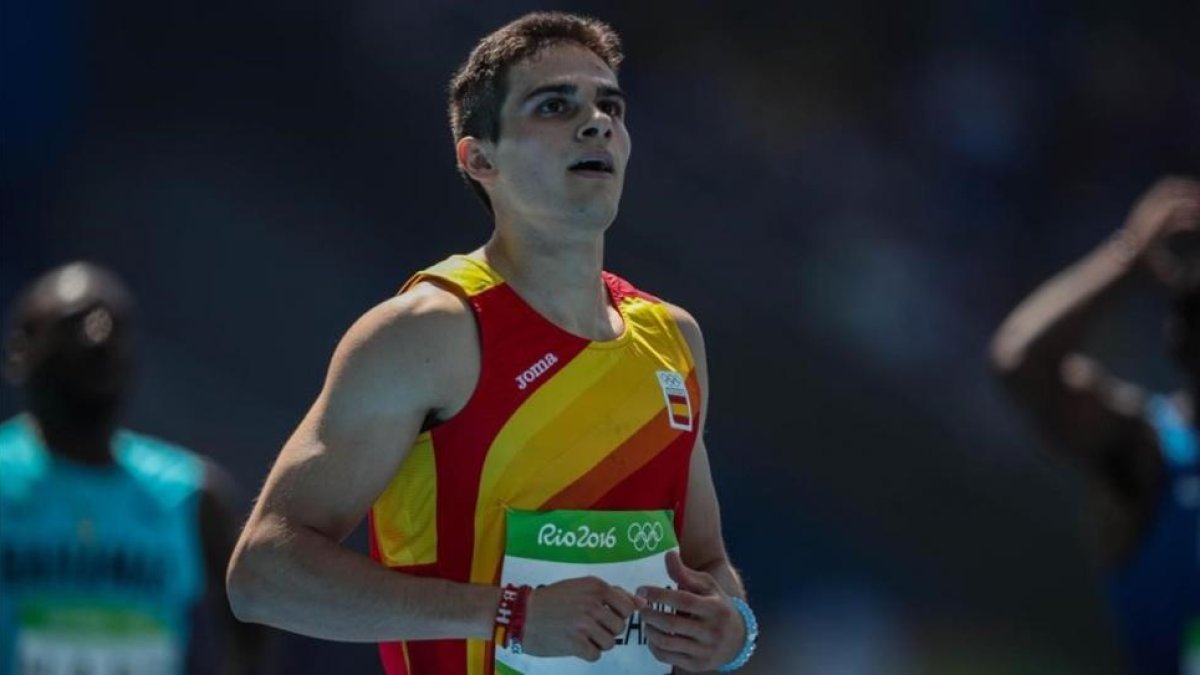 El atleta español, Bruno Hortelano, durante la prueba de los 200 metros de los Juegos Olímpicos de Río.-FERNANDO BIZERRA JR / EFE