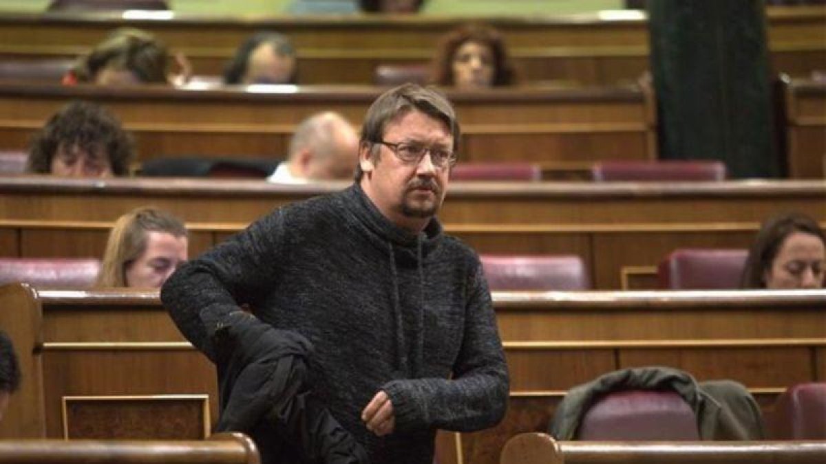 El líder de En Comú Podem, Xavier Domènech, en el Congreso de los Diputados.-DAVID CASTRO
