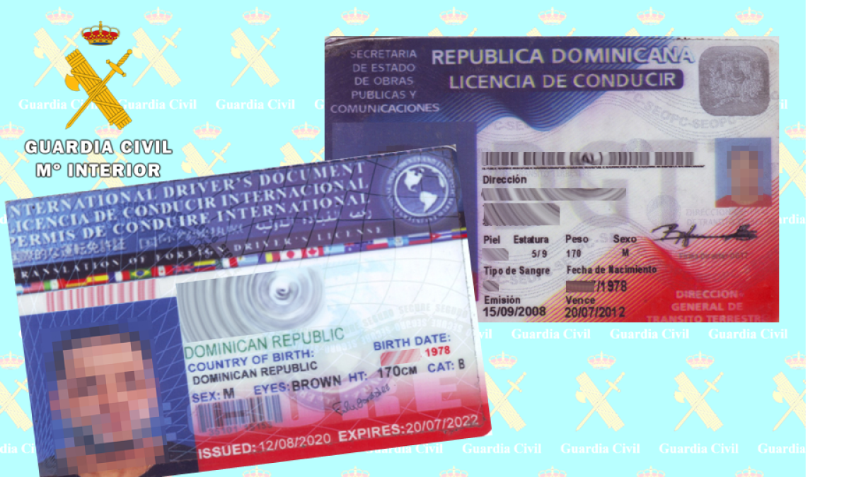 Imagen de los permisos falsificados. GUARDIA CIVIL