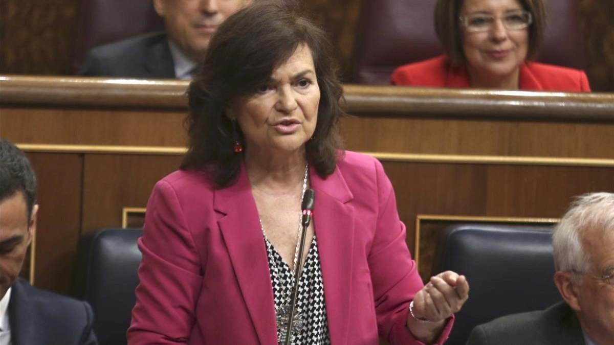 Carmen Calvo hoy en el Congreso-
