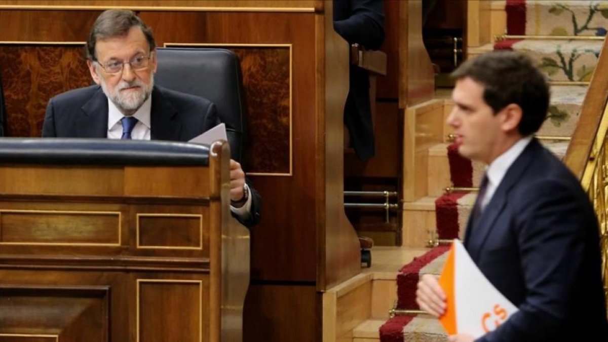 Mariano Rajoy y Albert Rivera, el pasado 14 de marzo en el Congreso.-JUAN MANUEL PRATS