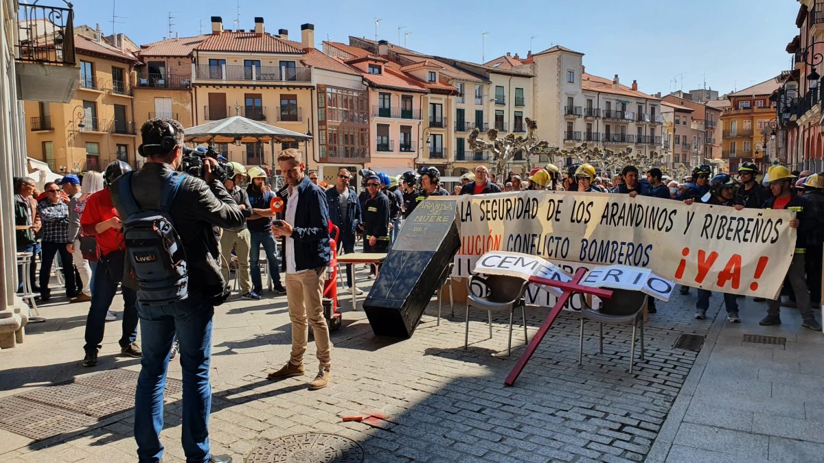 Imagen de la última manifestación convocada por los bomberos de Aranda