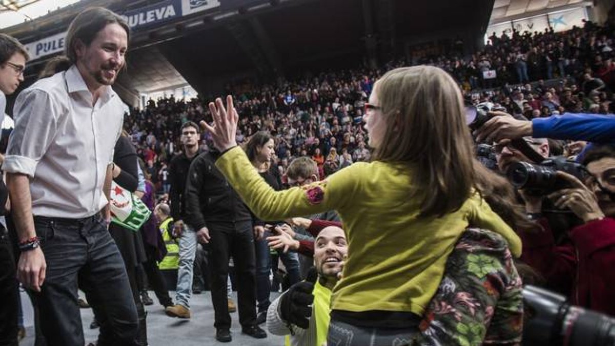Pablo Iglesias en el acto de Valencia.-MIGUEL LORENZO