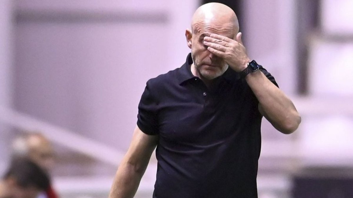 Calero, durante un partido en El Plantío. LALIGA