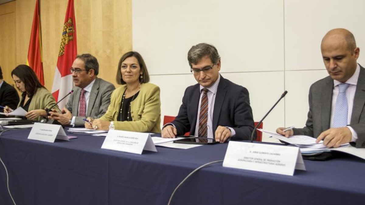 La consejera, en el centro, durante el consejo de dirección celebrado ayer en Burgos.-SANTI OTERO