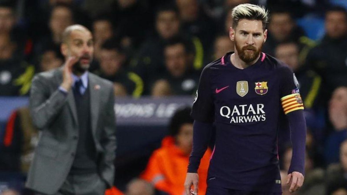 Guardiola y Messi en el partido Manchester C. - Barça, el programa más visto en noviembre en televisión.-Jason Cairnduff