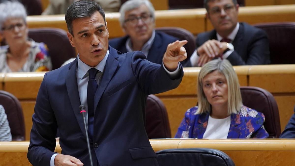 El presidente del Gobierno, Pedro Sánchez, durante un pleno del Senado, el pasado 11 de septiembre.-JOSE LUIS ROCA