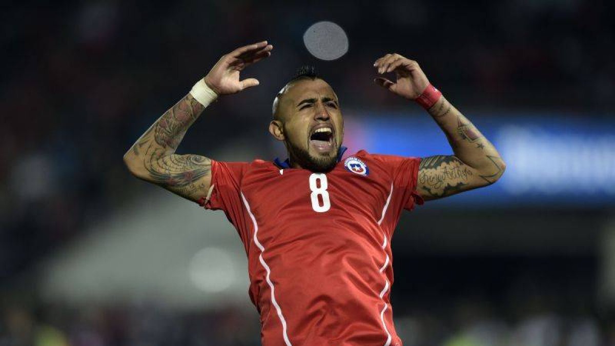 Arturo Vidal celebra el tanto logrado en los penaltis.-Foto: AFP