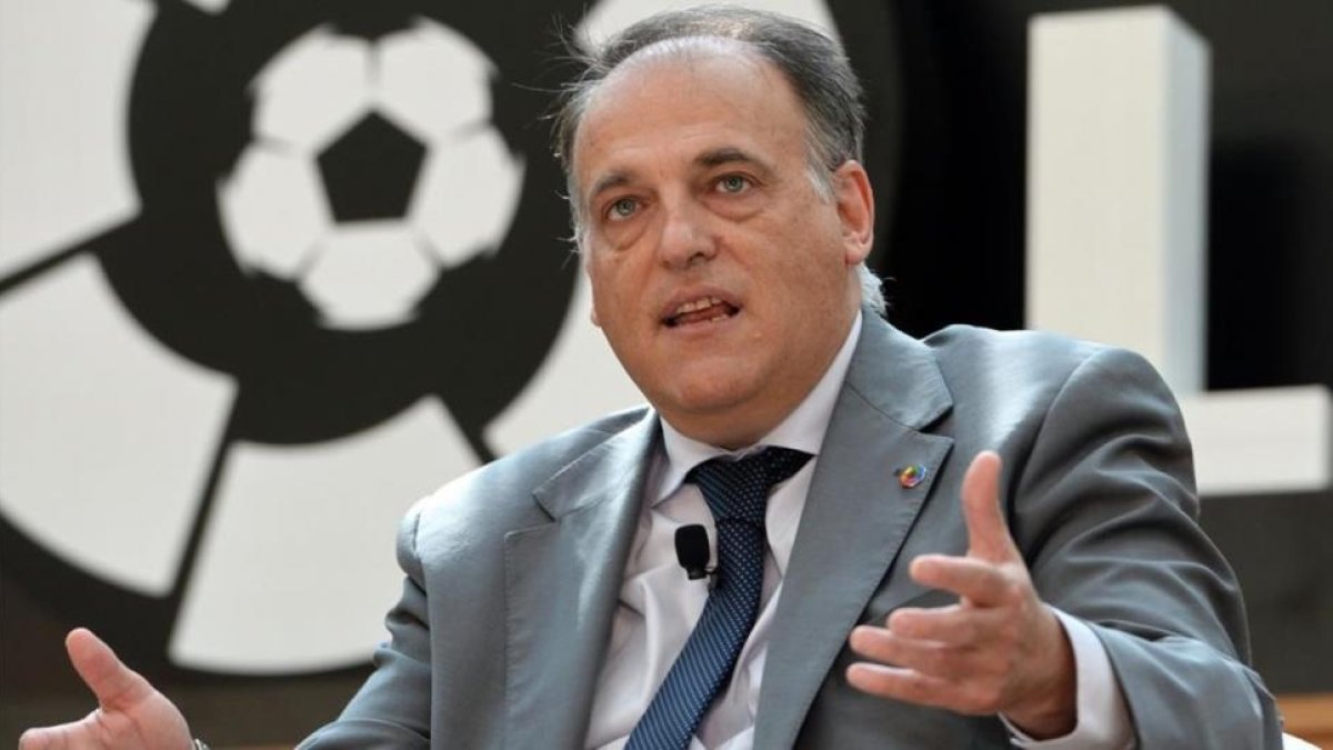 Javier Tebas, presidente de LaLiga (liga española de fútbol profesional), en una imagen del pasado marzo.-ROSLAN RAHMAN / AFP
