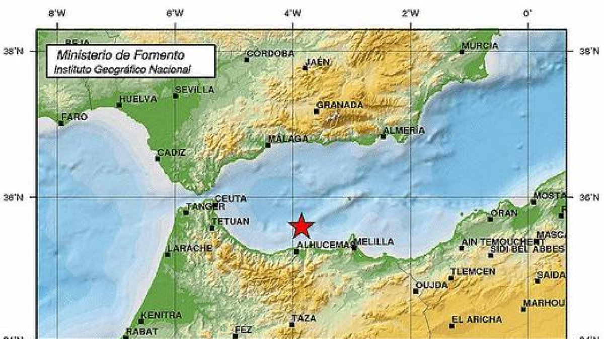 Mapa de situación del terremoto, con epicentro en el mar de Alborán.-