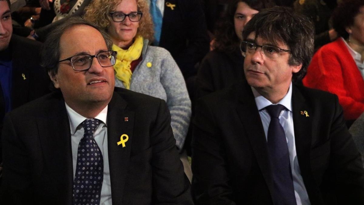 Quim Torra y Carles Puigdemont, el pasado 8 de diciembre en Bruselas.-ACN