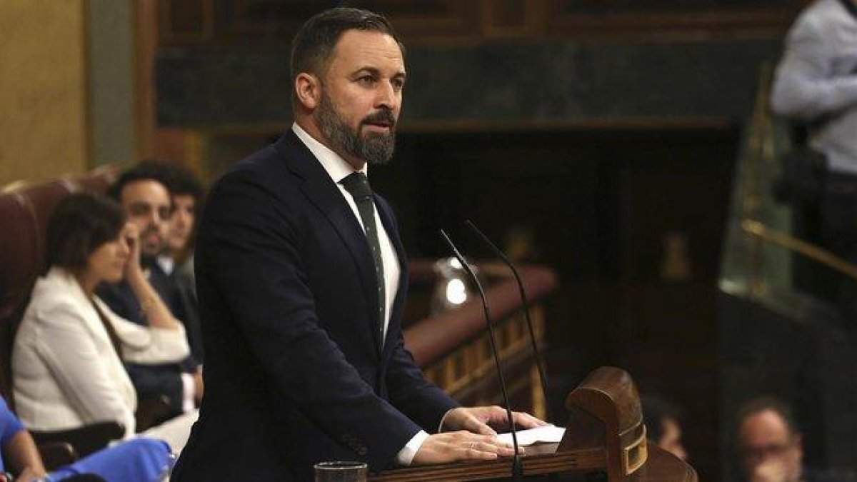 Santiago Abascal, el jueves, en la última jornada del debate de investidura.-DAVID CASTRO