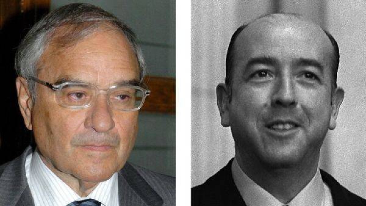 Fotografía de archivo del exministro de la transición Rodolfo Martín Villa (i) y del exministro franquista José Utrera Molina.-Foto: Manuel H. de León / EFE