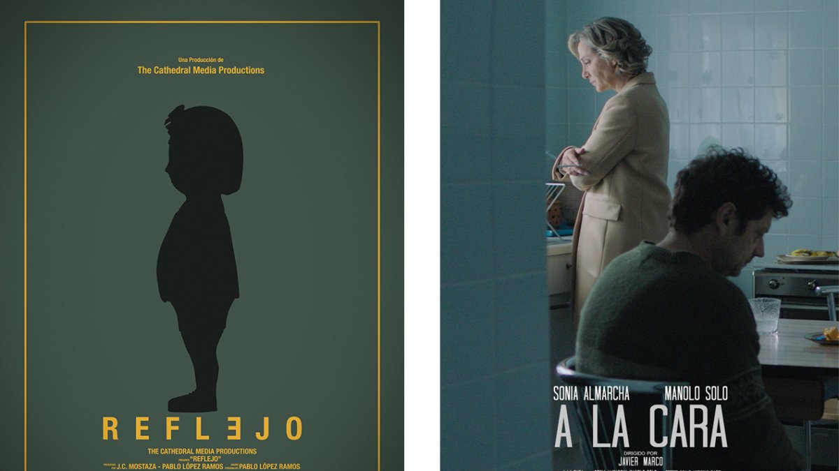 Carteles de los dos cortometrajes premiados. ECB