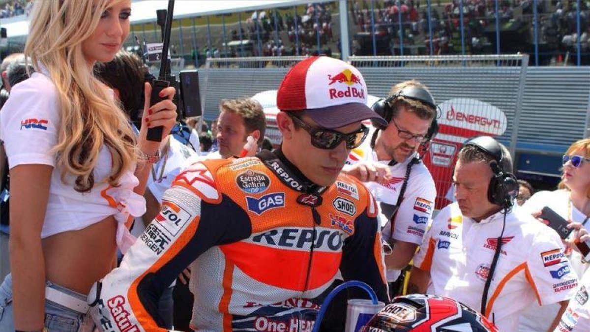 Marc Márquez, en la parrilla de salida del Circuito de Jerez.-EFE