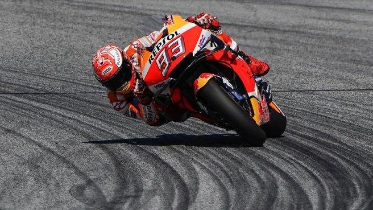 Marc Márquez (Honda), en su vuelta rápida de hoy en Spielberg (Austria).-ALEJANDRO CERESUELA