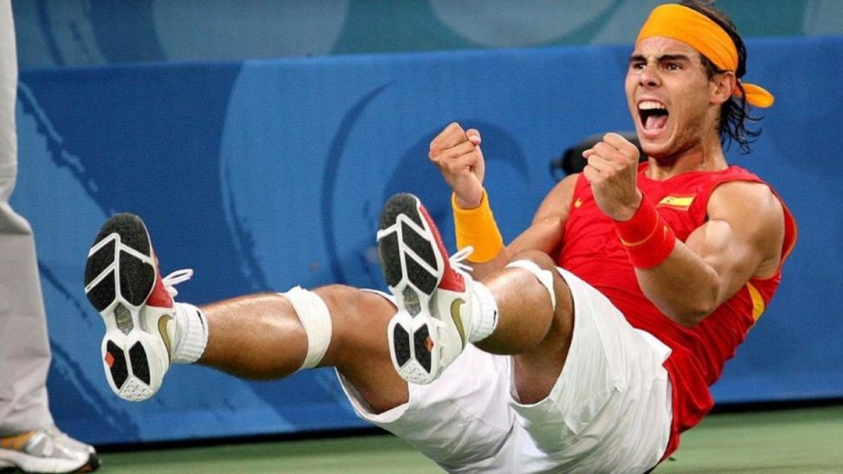 Rafael Nadal, el día que se proclamó campeón olímpico en Pekín 2008.-EFE