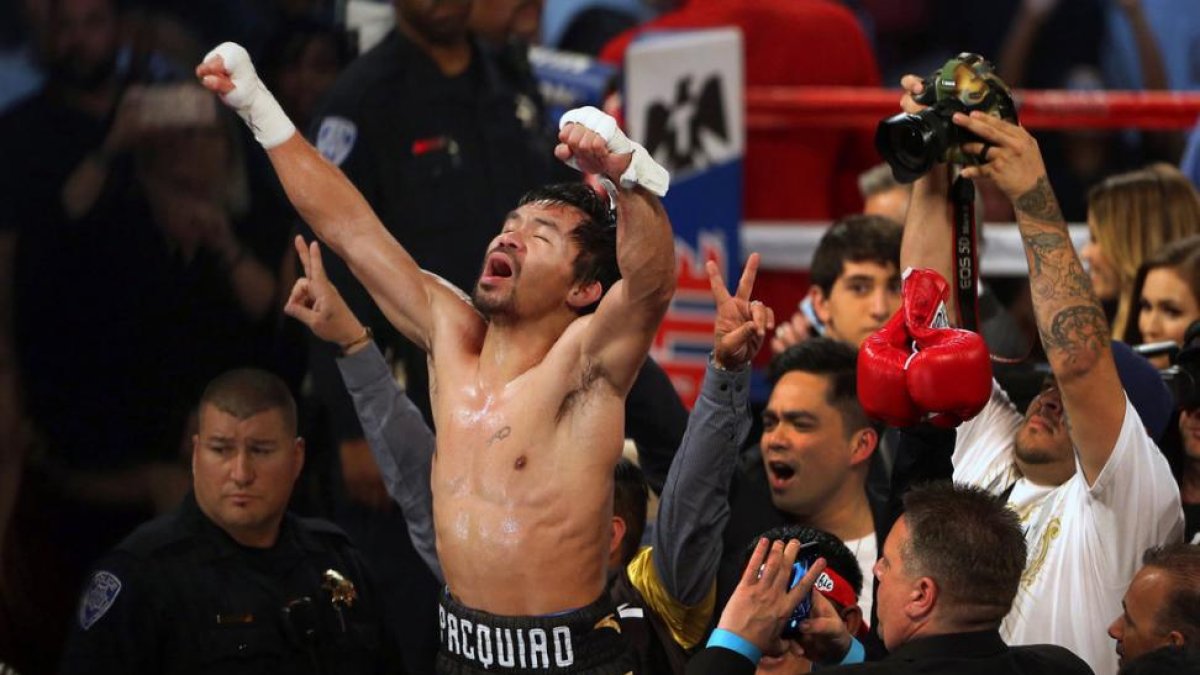 Pacquiao celebra su victoria ante Vargas.-REUTERS / L.E. BASKOW