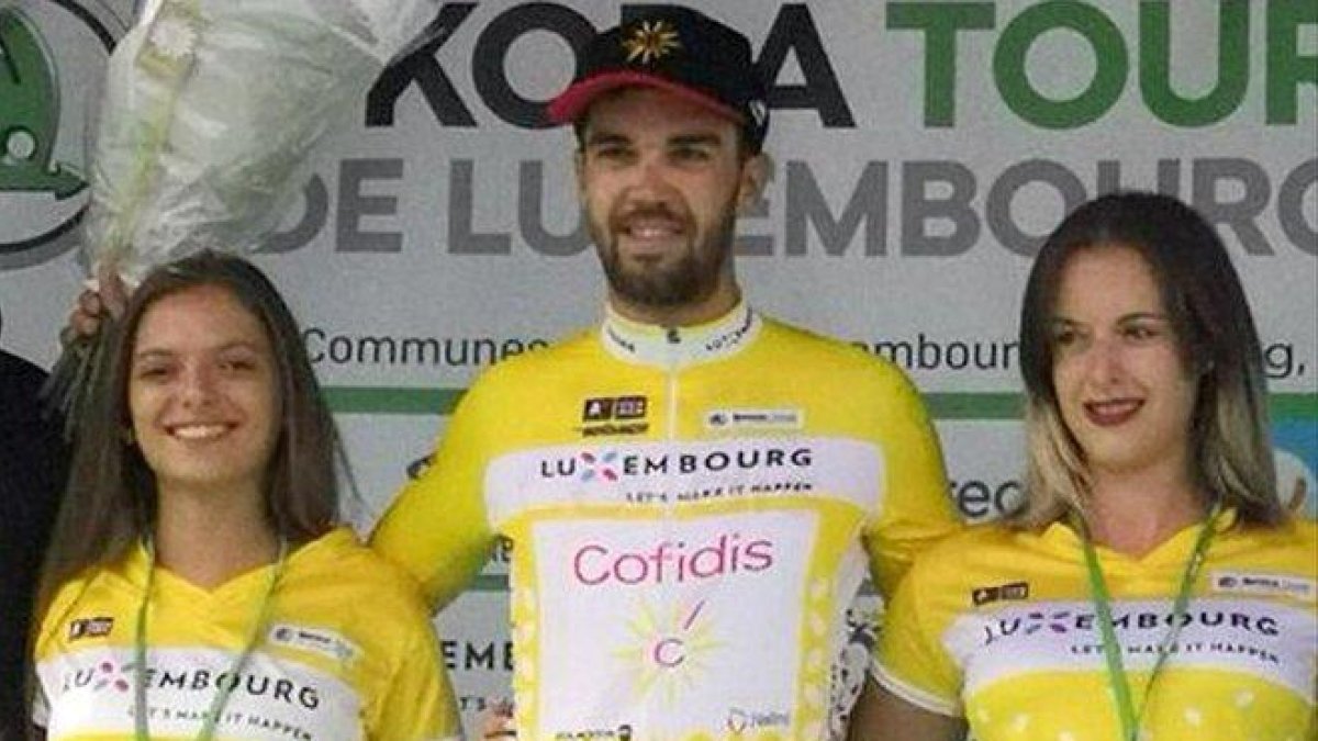 Jesús Herrada, en el podio del Tour de Luxemburgo.-TEAM COFIDIS