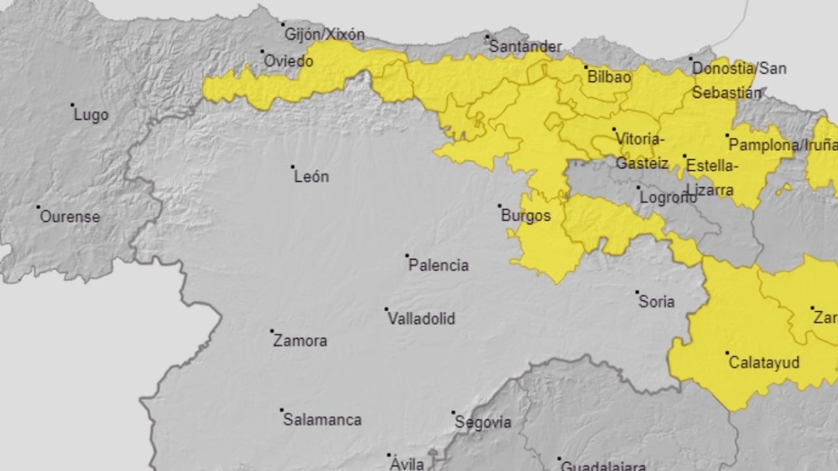 Aviso amarillo en buena parte de la provincia de Burgos