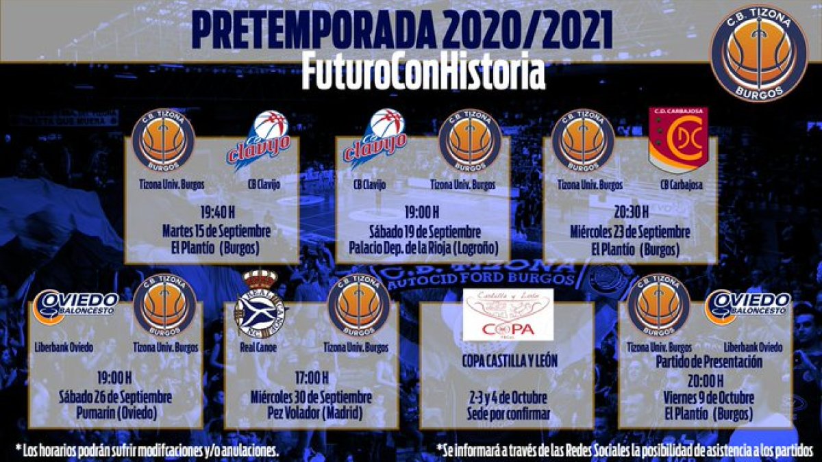 Calendario de pretemporada. CB TIZONA