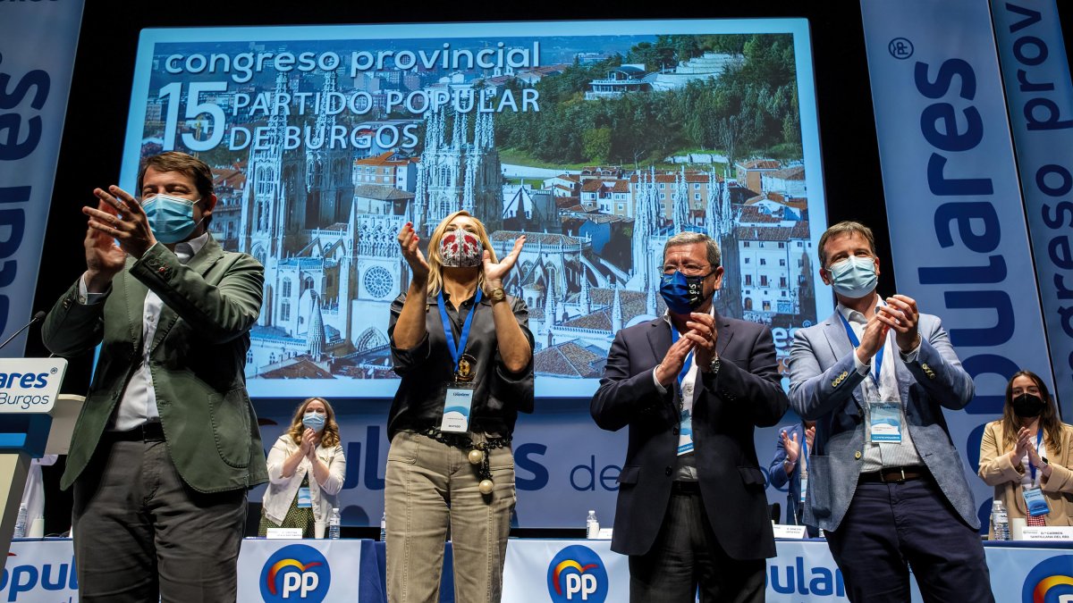 Alfonso Fernández Mañueco, Ana Beltrán, César Rico y Borja Suárez en la clausura del Congreso del PP. SANTI OTERO