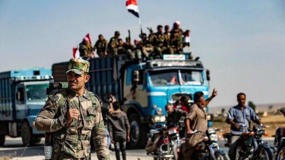 Fuerzas sirias llegan a la ciudad de Tal Tamr.-