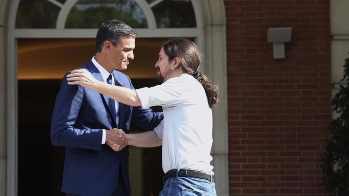 Sánchez e Iglesias, hoy, en Moncloa-DAVID CASTRO